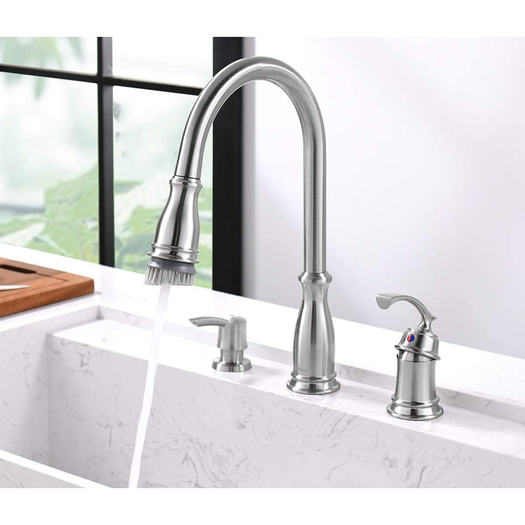 KOHLER Capilano 2Handle Bridge PullDown Kitchen Faucet with Soap